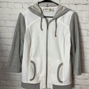 Chico's Zenergy Gray & White Zip Jacket. Great condition. Chicos sz 1 / …